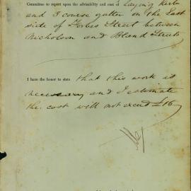 Memorandum: Thomas H Bra ridge, City Surveyor, reports to the Improvement Committee on laying kerb and 3 