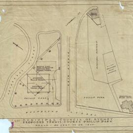 Plan - Proposed Tennis Courts in Phillip Park, no date