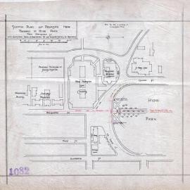 Plan - Proposed new entrance to Hyde Park from Macquarie Street Sydney, no date 