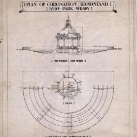 Plan - Coronation Bandstand in Hyde Park, Elizabeth Street Sydney, 1911