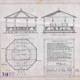 Plan - Renovations to Bandstand at Prince Alfred Park Sydney, 1922