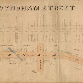 [Plan and section of] Wyndham Street [from Chippendale St to Buckland St] [shows building 