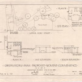 Plan - Proposed women's convenience, Observatory Park Millers Point, 1938