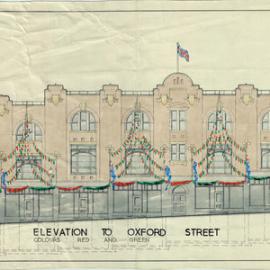 Plan - Building decorations for royal visit, Oxford Street Sydney, 1949