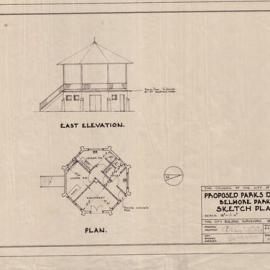 Plan - Belmore Park - proposed parks depot under bandstand, 1961