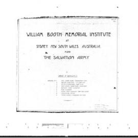 Plan - William Booth Memorial Institute, Bathurst Street and Sussex Street, 1918