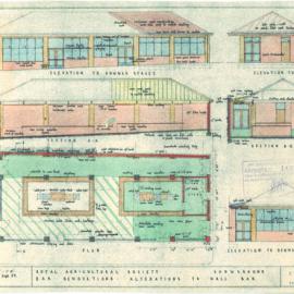 Plan - Alteration to bars in hall, Royal Agricultural Society (RAS) Showground, Moore Park, 1959