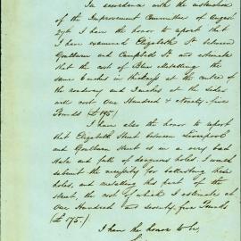 Memorandum - Recommendation for blue metalling at Elizabeth Street Sydney, 1859