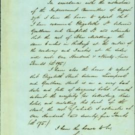 Memorandum - Recommendation for blue metalling at Elizabeth Street Sydney, 1859