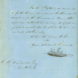 Letter: Rabone Feez & Co with reminder that the account for supply of ironwork to the Crown St 