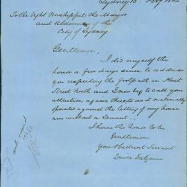 Letter: Louisa Dalgarns to Town Clerk. Complaint concerning the footpath in Kent St North which is 