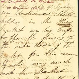 Petition -  Stallholders oppose the opening of the side door of the market during winter, 1862