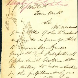 Letter -  Halliday & Co to name sureties for contracts for water locks, 1860