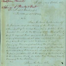 Letter - Redfern Council about opening of Cleveland Street Redfern, 1860