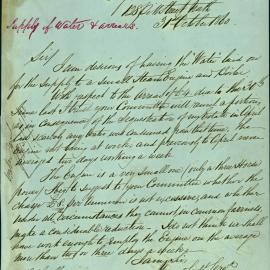 Letter: Edward Johnson, Sugar Pounding Steam Works, 128 Pitt St to Water Committee. Desires water 