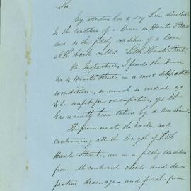 Memorandum: Henry Graham, Health Officer. To report on the poor condition of 4 Hunter St and the whole of 
