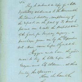 Memorandum - Health Officer refused entry to hospital ward of Darlinghurst Gaol, 1863