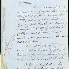 Memorandum - City Health Officer Henry Graham reporting on the smallpox epidemic, 1863