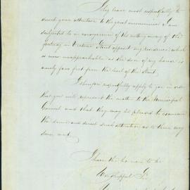 Letter- Complaint about formation of street, Victoria Street Woolloomooloo, 1863