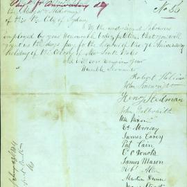 Petition: Labourers requesting pay for 76th anniversary of the Colony of New South Wales (denied)