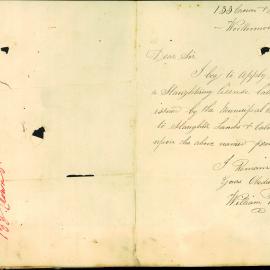 Letter - Request for slaughtering licence, Crown Street, 1881
