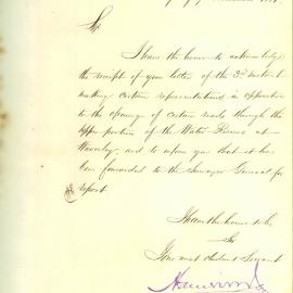 Letter: Under Secretary for Mines acknowledging receipt of the Council's letter opposing the 