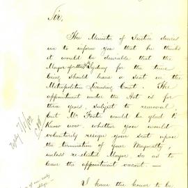 Letter: W E Plunkett, Under Secretary, Department of Justice. The Minister of Justice thinks it 