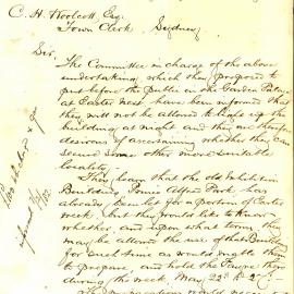 Letter - Secretary committee ‘Ye Olde Englishe Fayre’, proposed Easter Fayre in Garden Palace, 1882