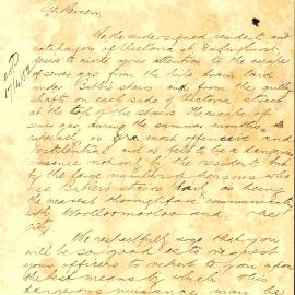 Petition - Request for attention to drainpipe giving off sewer gas, 1882