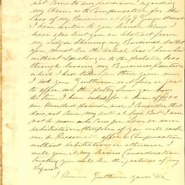 Letter: Benjamin A Myers 39 Wexford St, once again requesting compensation for loss of business at 