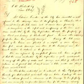 Letter: Spain & Salwey 6&8 Exchange, for Edward Crocker re serious flood damage to his Chambers St 