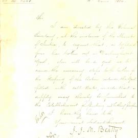 Letter - Salt water for flushing Darlinghurst Gaol after typhoid outbreak, 1885