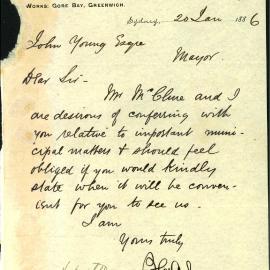 Letter: The Patent Asphaltum Co. of New South Wales requesting appointment with the Mayor to 