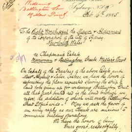 Letter - Offer for the erection of a clock and bells, Sydney Town Hall, 1885