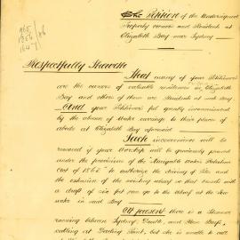 Petition - Elizabeth Bay residents complain of poor water supply and request wharf extension, 1886