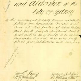 Petition - For Darlinghurst Road to Rushcutters Bay Bridge be names Bayswater Crescent, 1886