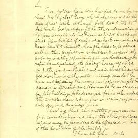 Letter: Henry Collier, 71 Elizabeth Street wrote on behalf on his client Mrs Elizabeth Grose 