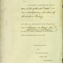 Letter: John Rae, Under Secretary, Department of Public Works wrote in reference to wood paving 