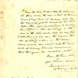 Memorandum: City Surveyor reporting that Alderman Harris wishes the wall in front of Harrisleigh Terrace, 