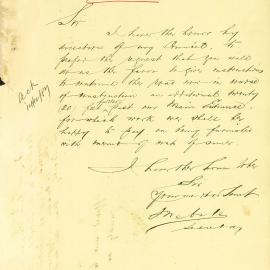 Letter: F. Webster, Secretary Agricultural Society, requesting that the road currently under 