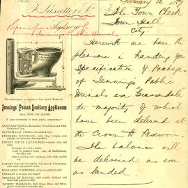 Letter - F. Lassetter & Co forwarding the specification for Jennings' urinals, 1887 