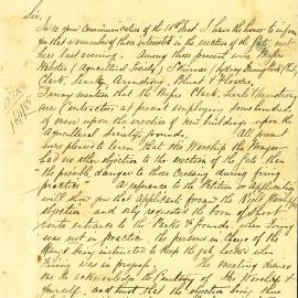 Letter: Anthony Dorn. To have a gate erected near quarry in Moore Park for access to contractors 