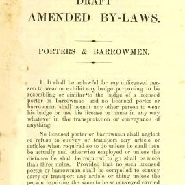 Memorandum - Draft amended By-Laws regarding Porters and Barrowmen, 1887