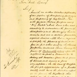 Letter - Cattanach Sanitary Company Saunders Wharf Pyrmont describing disinfection system, 1887
