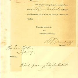 Letter: The Secretary, Department of Public Works, Railway Branch acknowledged receipt of a letter 