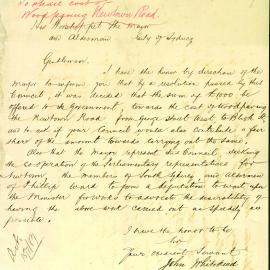 Letter - Darlington Council offers money to pave Newtown Road, 1887