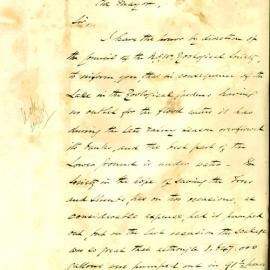 Letter - Excessive rain destroyed trees in lower ground, Moore Park, 1887