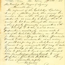 Letter -  Request for reason for refusal to use Exhibition Building for skating, 1888