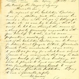 Letter -  Request for reason for refusal to use Exhibition Building for skating, 1888