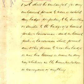 Memorandum - Draft amended By-laws re Porters & Barrowmen including amount of fines, 1887